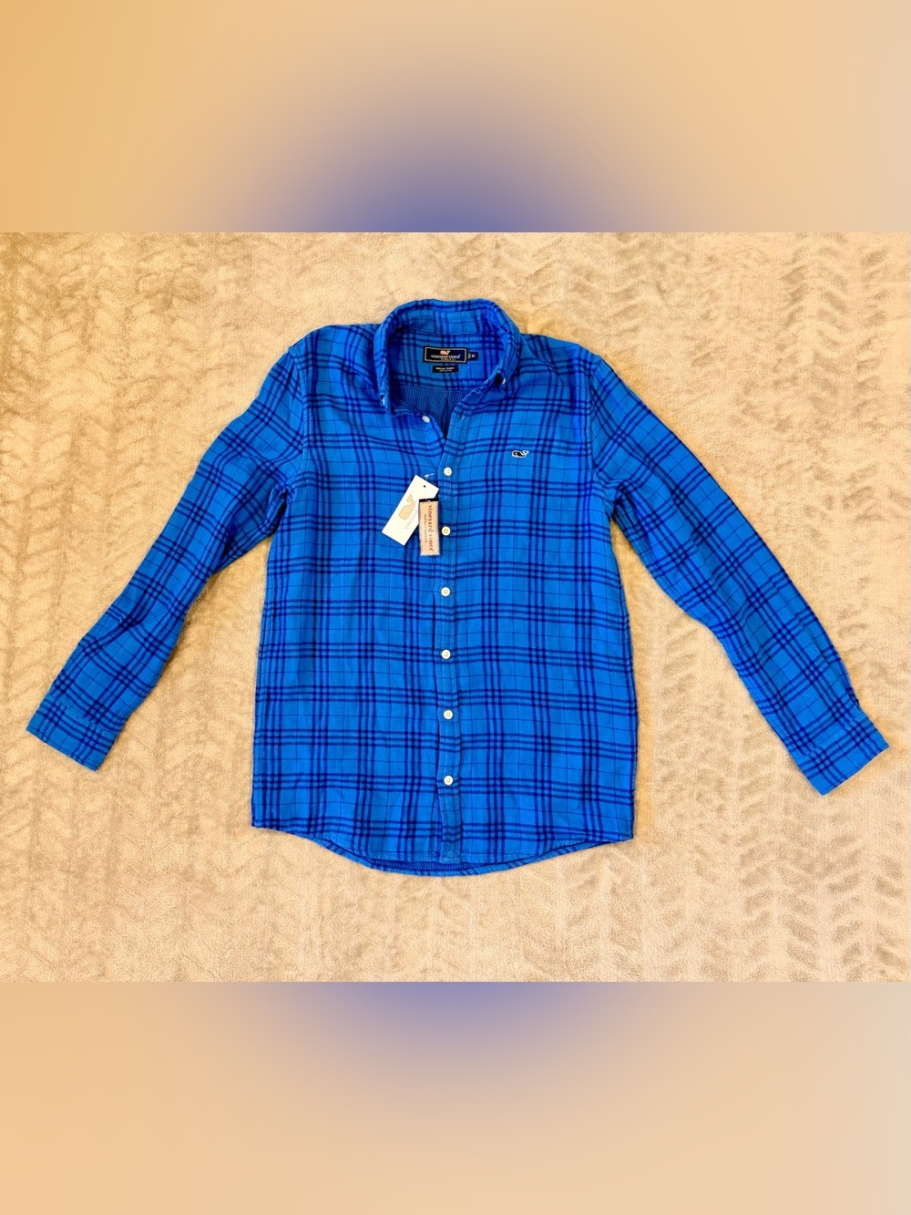 Vineyard Vines Blue Plaid Whale Shirt Button Down XL NWT Costal Preppy wear